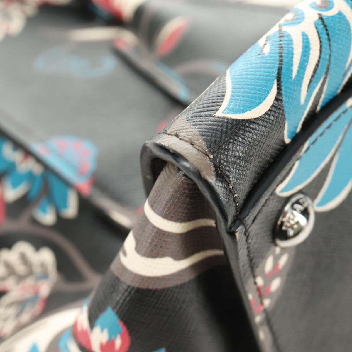PRADA Hand Bag Safiano Leather 2way Multicolor Silver Auth 188781M