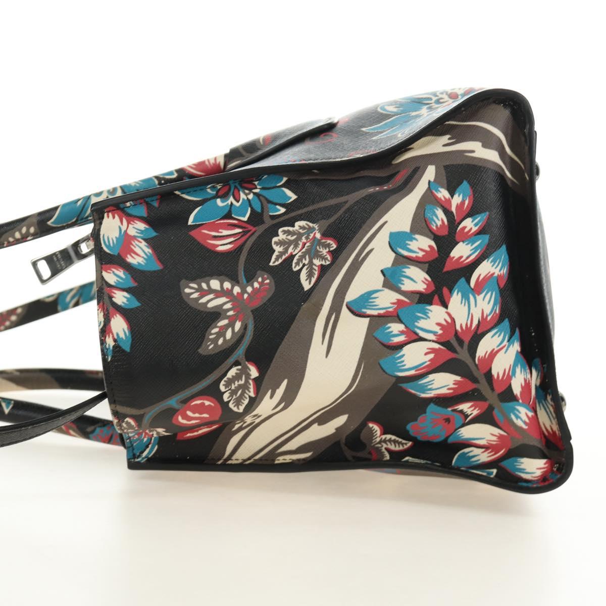 PRADA Hand Bag Safiano Leather 2way Multicolor Silver Auth 188781M
