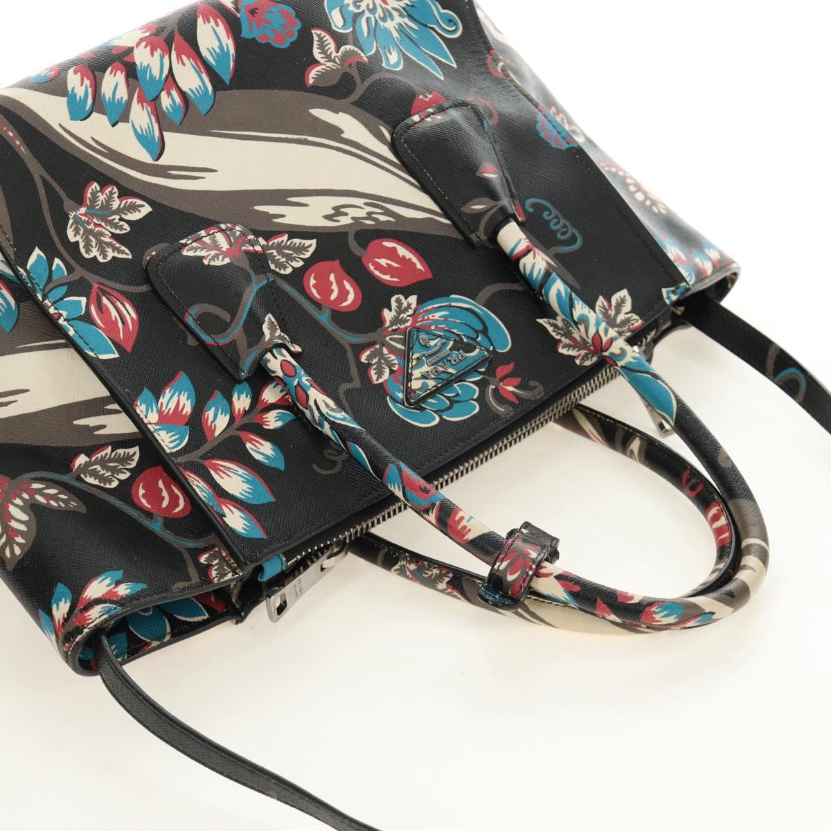 PRADA Hand Bag Safiano Leather 2way Multicolor Silver Auth 188781M