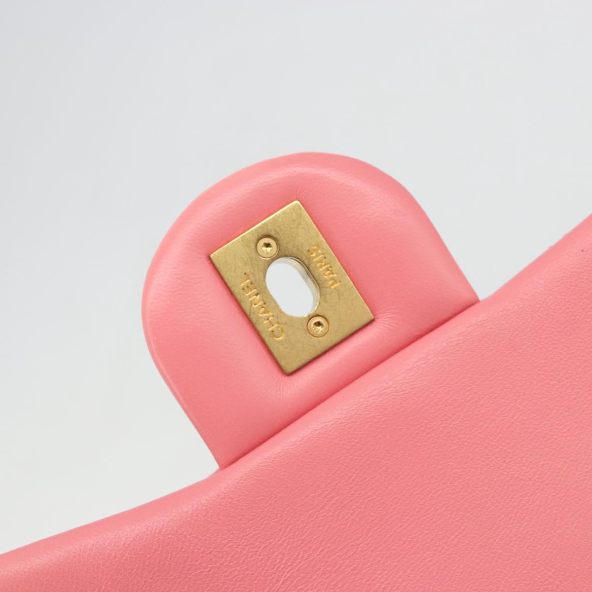 CHANEL Matelasse Chain Shoulder Bag Lamb Skin Pink Gold CC Auth 188796SM