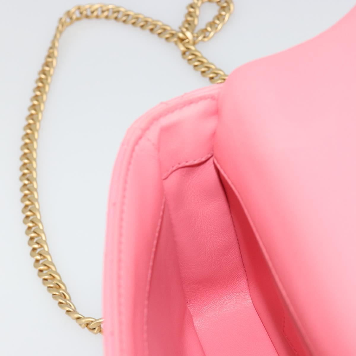 CHANEL Matelasse Chain Shoulder Bag Lamb Skin Pink Gold CC Auth 188796SM