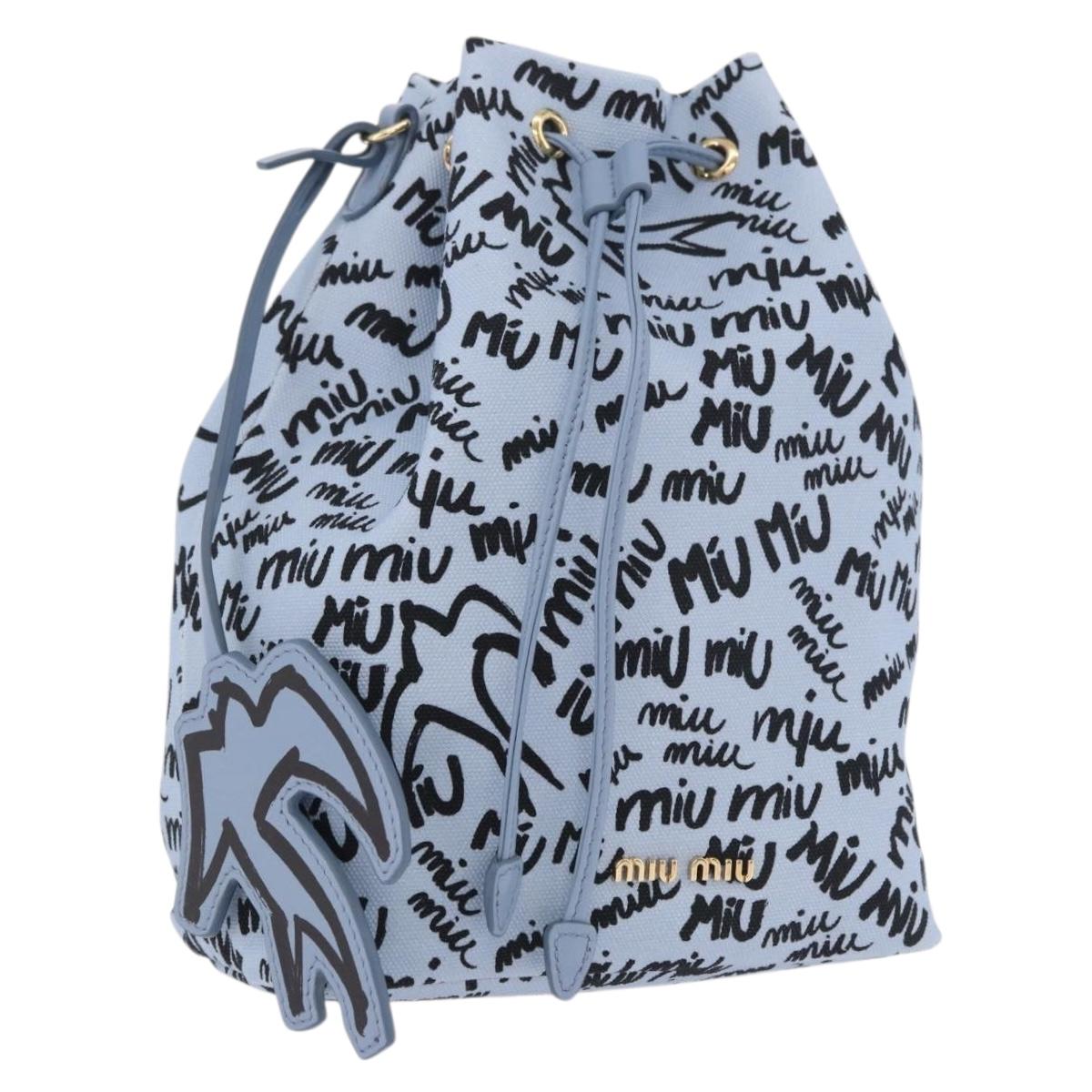 Miu Miu Purse Hand Bag Canvas Blue Gold Auth 188801SAM