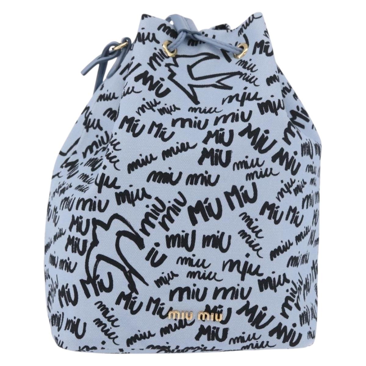 Miu Miu Purse Hand Bag Canvas Blue Gold Auth 188801SAM