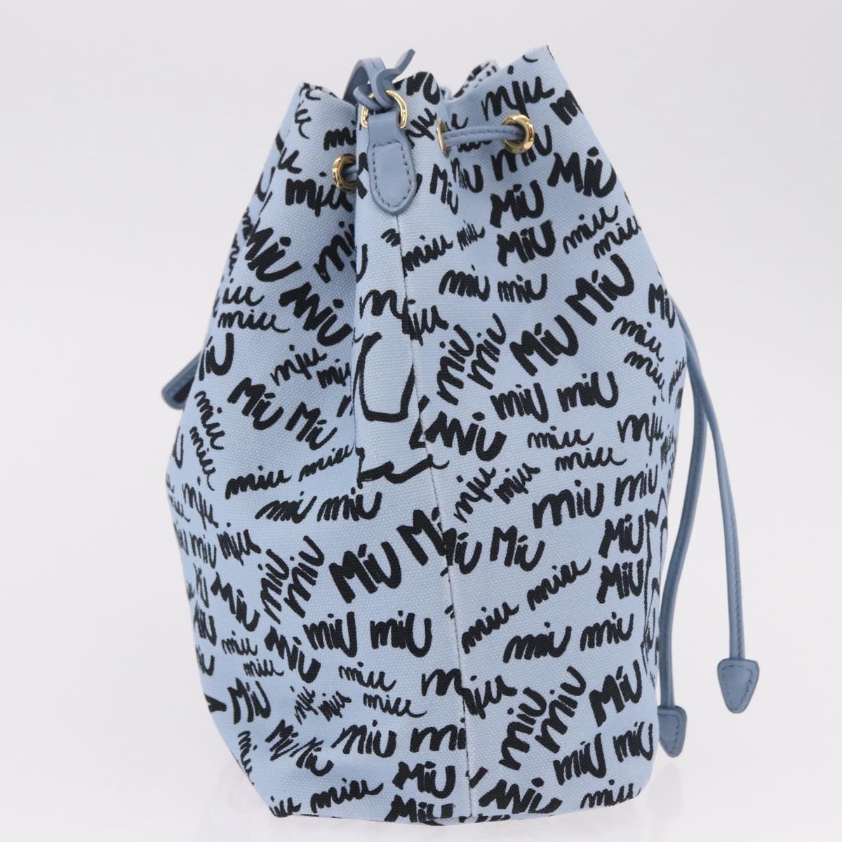 Miu Miu Purse Hand Bag Canvas Blue Gold Auth 188801SAM