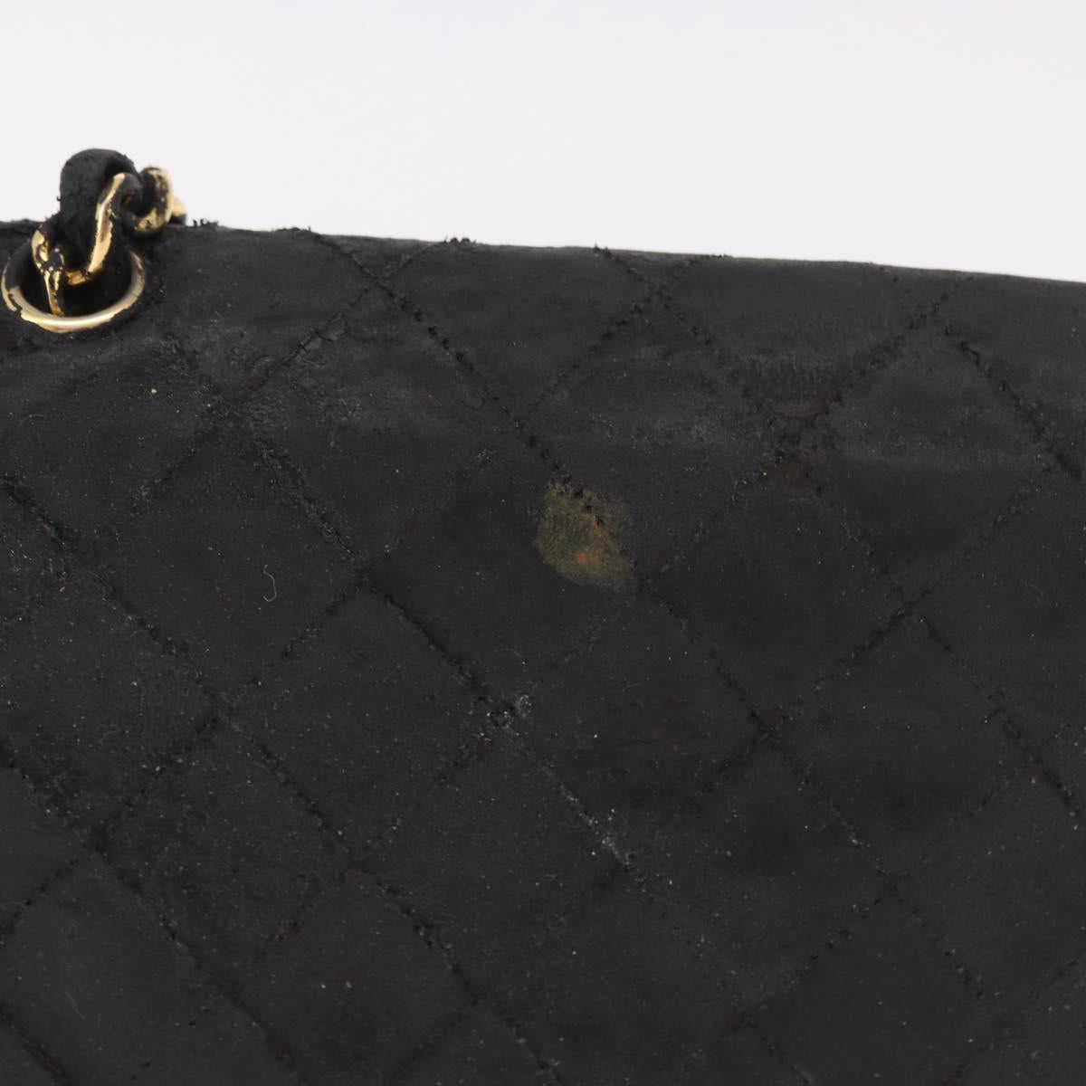 CHANEL Matelasse Chain Shoulder Bag Leather Black Gold CC Auth 188806