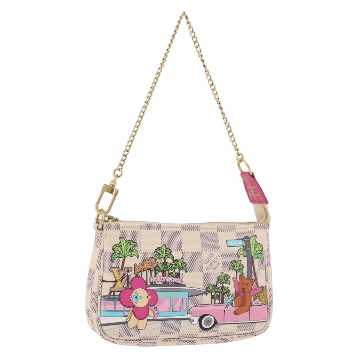 LOUIS VUITTON Damier Azur Vivienne Mini Pochette Accessoires N60487 Auth 188812SAM