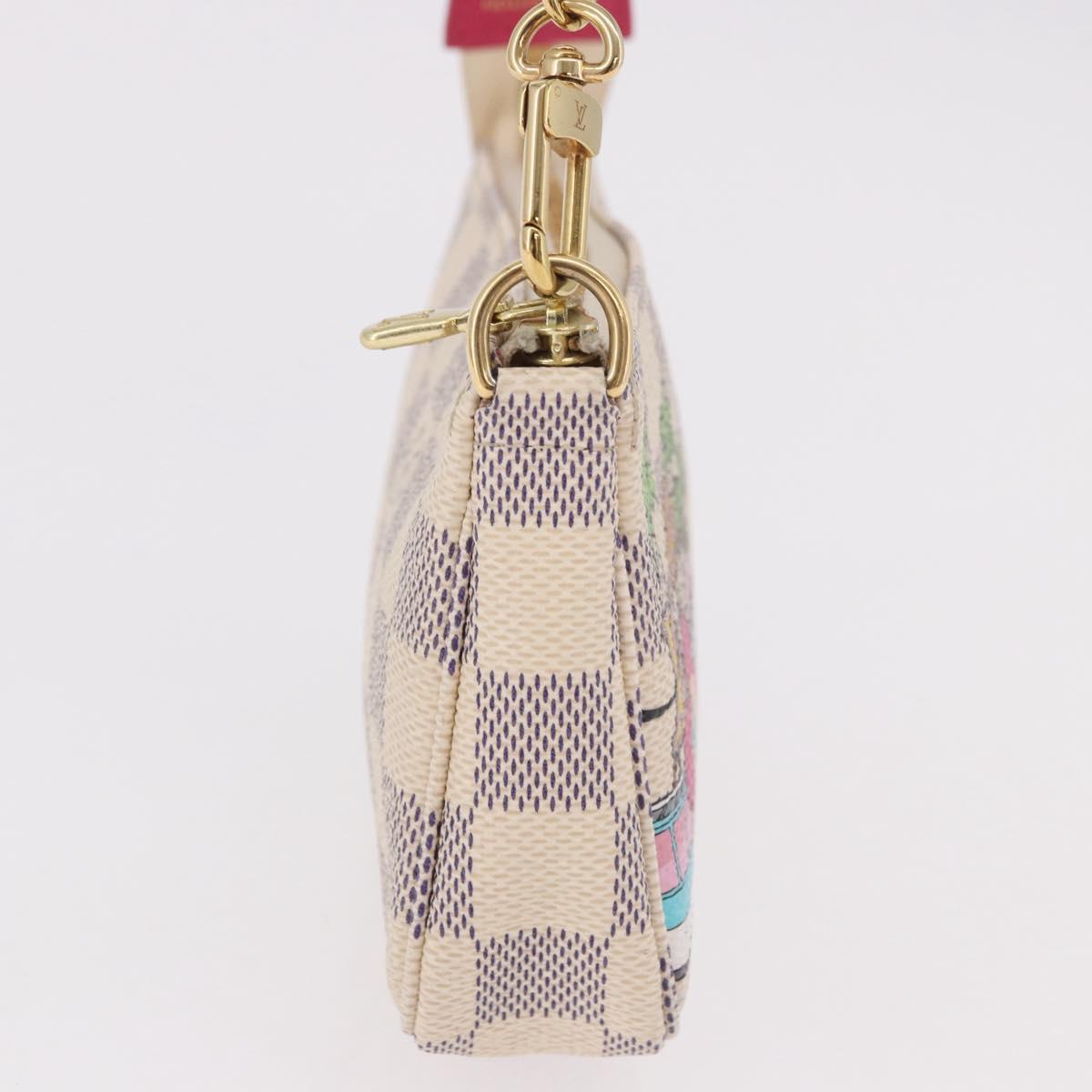 LOUIS VUITTON Damier Azur Vivienne Mini Pochette Accessoires N60487 Auth 188812SAM