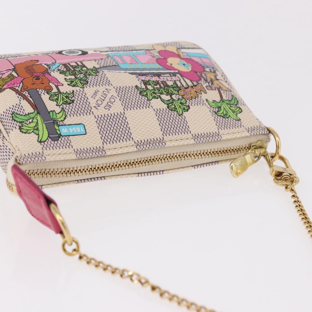 LOUIS VUITTON Damier Azur Vivienne Mini Pochette Accessoires N60487 Auth 188812SAM