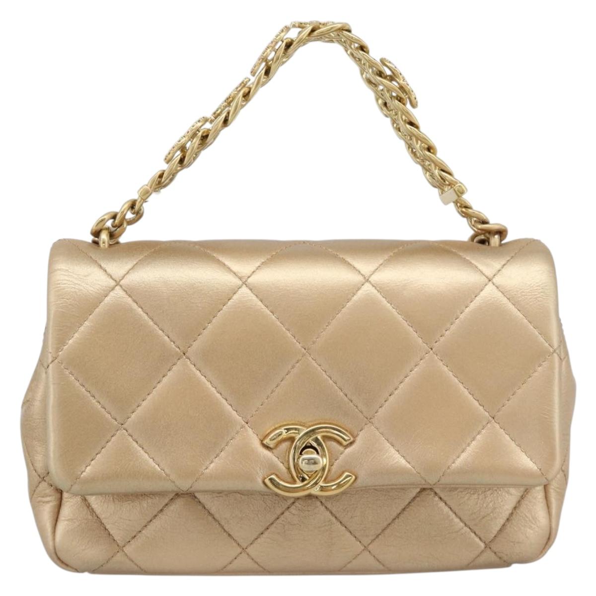 CHANEL Matelasse Chain Shoulder Bag Leather 2way Gold CC Auth 188813SM