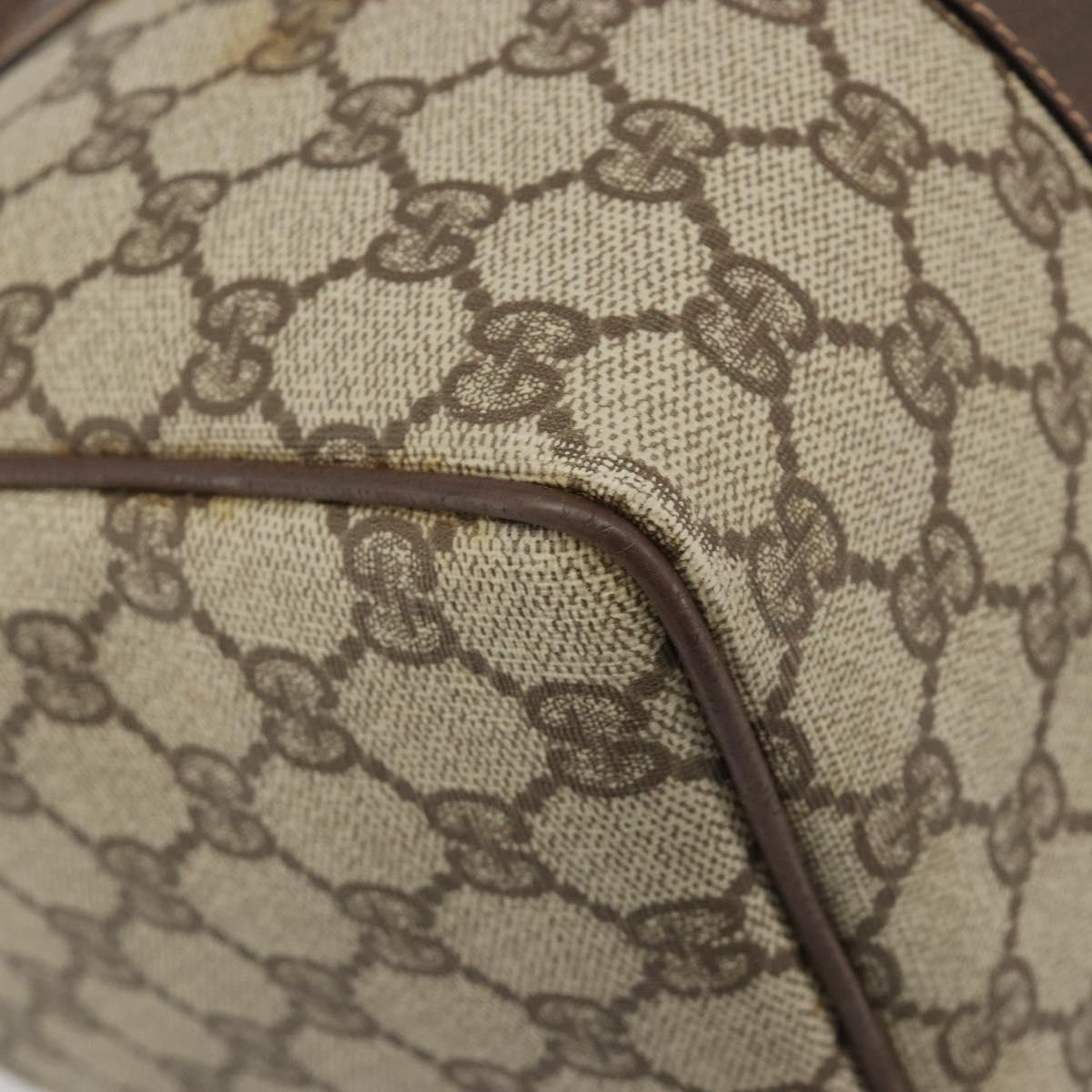 GUCCI GG Supreme Boston Bag PVC Beige Gold Auth 188821A
