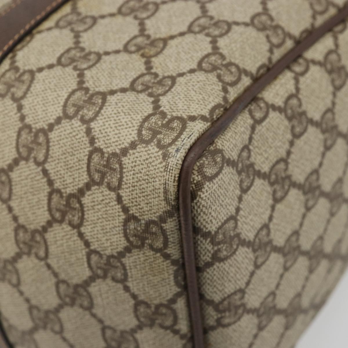 GUCCI GG Supreme Boston Bag PVC Beige Gold Auth 188821A