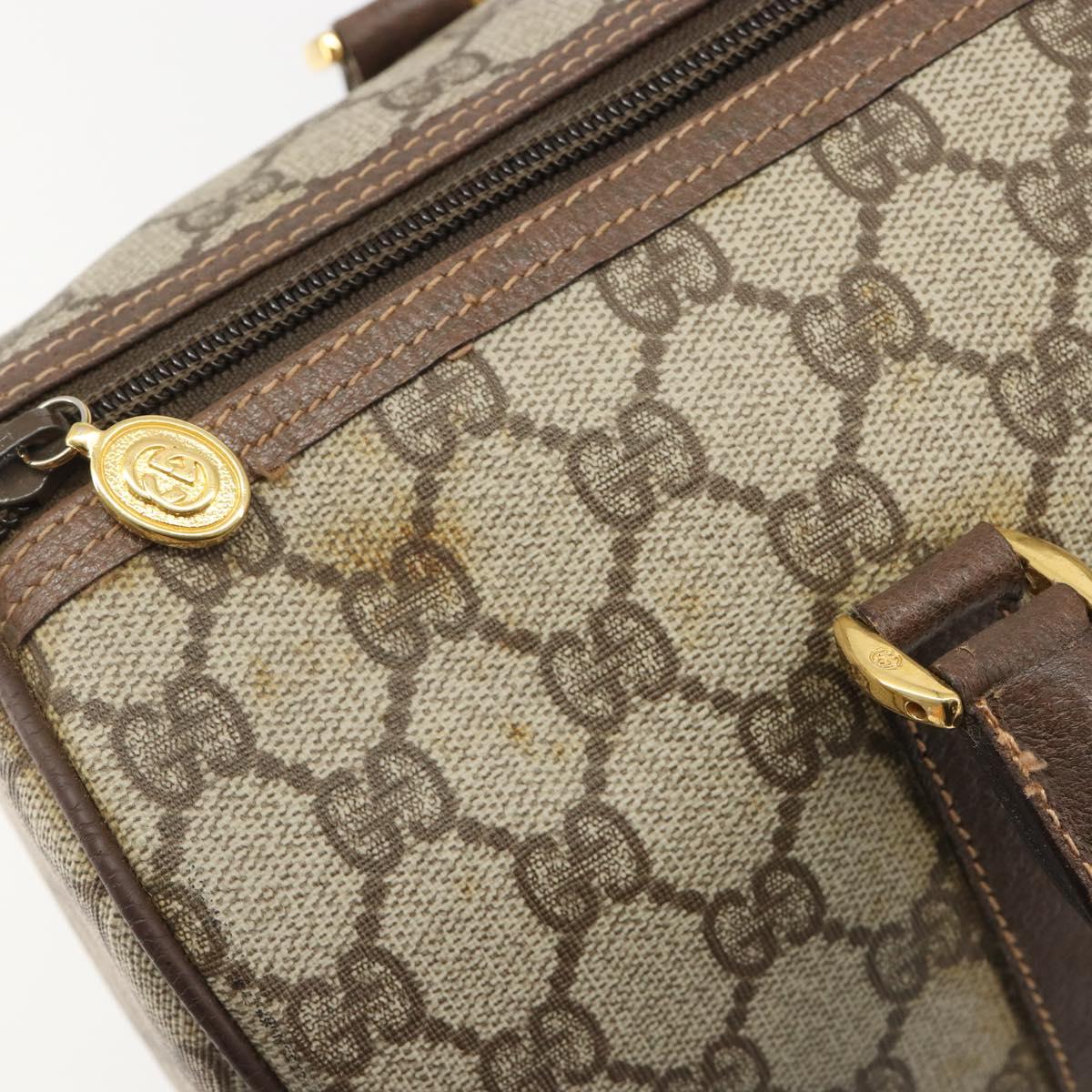 GUCCI GG Supreme Boston Bag PVC Beige Gold Auth 188821A