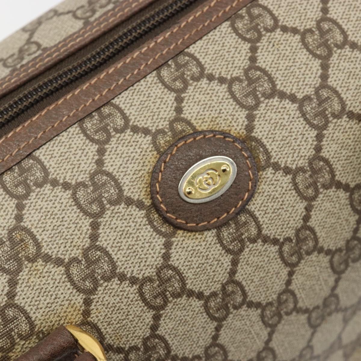 GUCCI GG Supreme Boston Bag PVC Beige Gold Auth 188821A