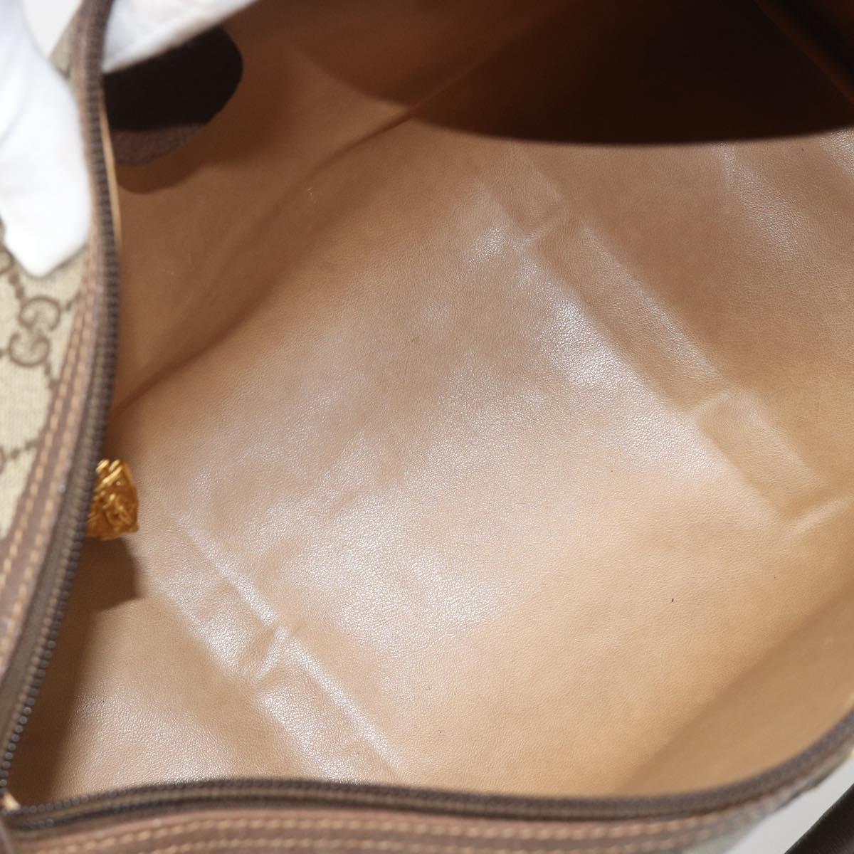 GUCCI GG Supreme Boston Bag PVC Beige Gold Auth 188821A