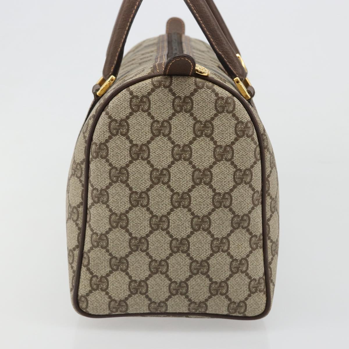 GUCCI GG Supreme Boston Bag PVC Beige Gold Auth 188821A