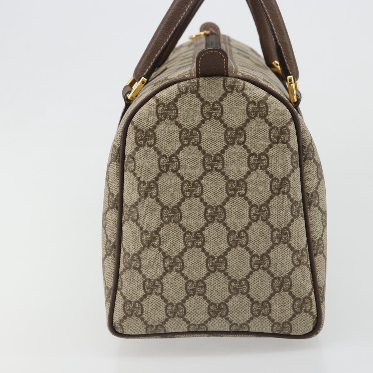 GUCCI GG Supreme Boston Bag PVC Beige Gold Auth 188821A