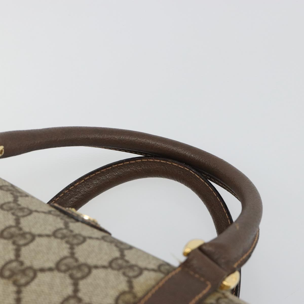 GUCCI GG Supreme Boston Bag PVC Beige Gold Auth 188821A