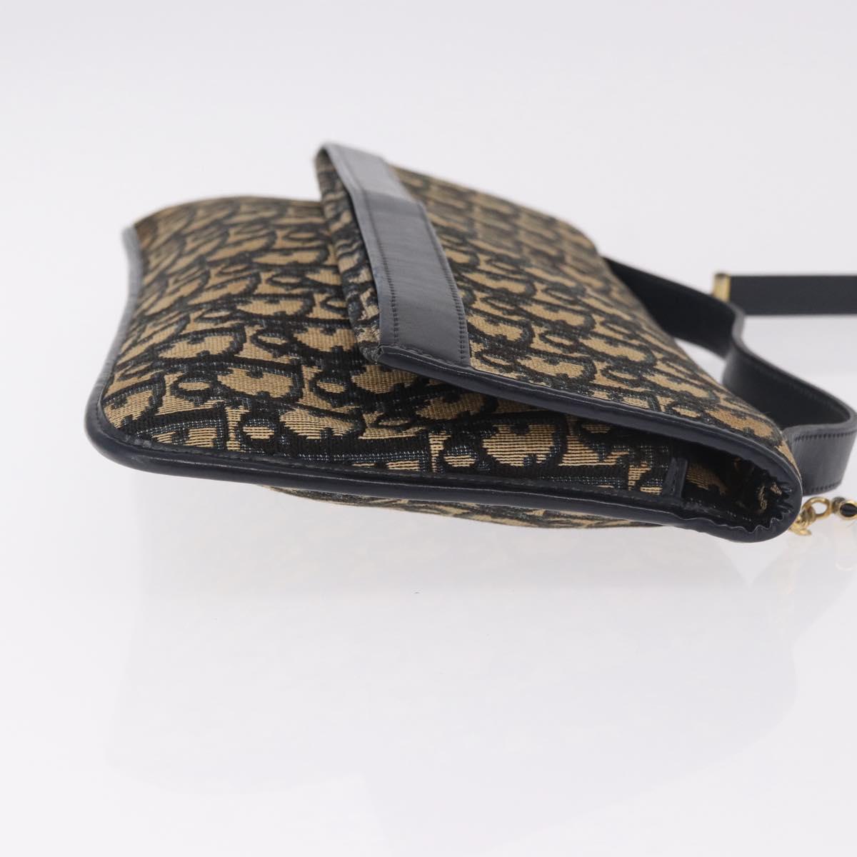 Christian Dior Trotter Canvas Hand Bag 2way Navy Gold Auth 188822