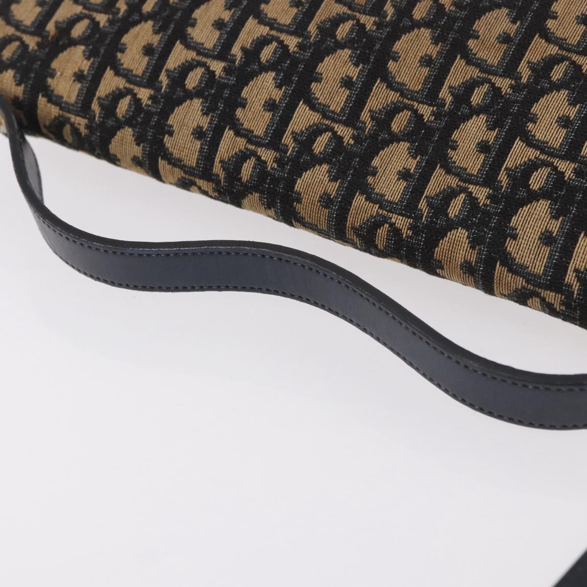 Christian Dior Trotter Canvas Hand Bag 2way Navy Gold Auth 188822