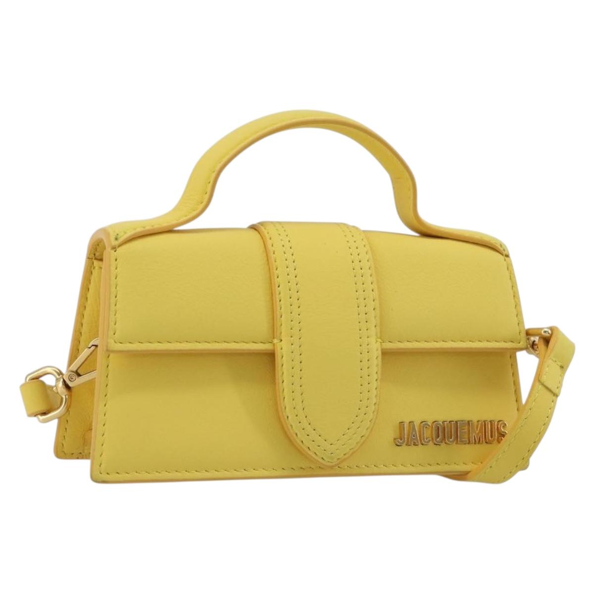JACQUEMUS Hand Bag Leather 2way Yellow Gold Auth 188823M