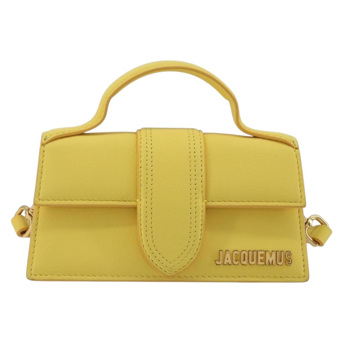JACQUEMUS Hand Bag Leather 2way Yellow Gold Auth 188823M