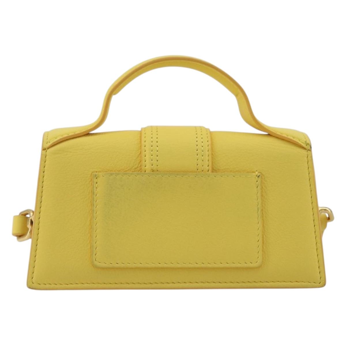 JACQUEMUS Hand Bag Leather 2way Yellow Gold Auth 188823M