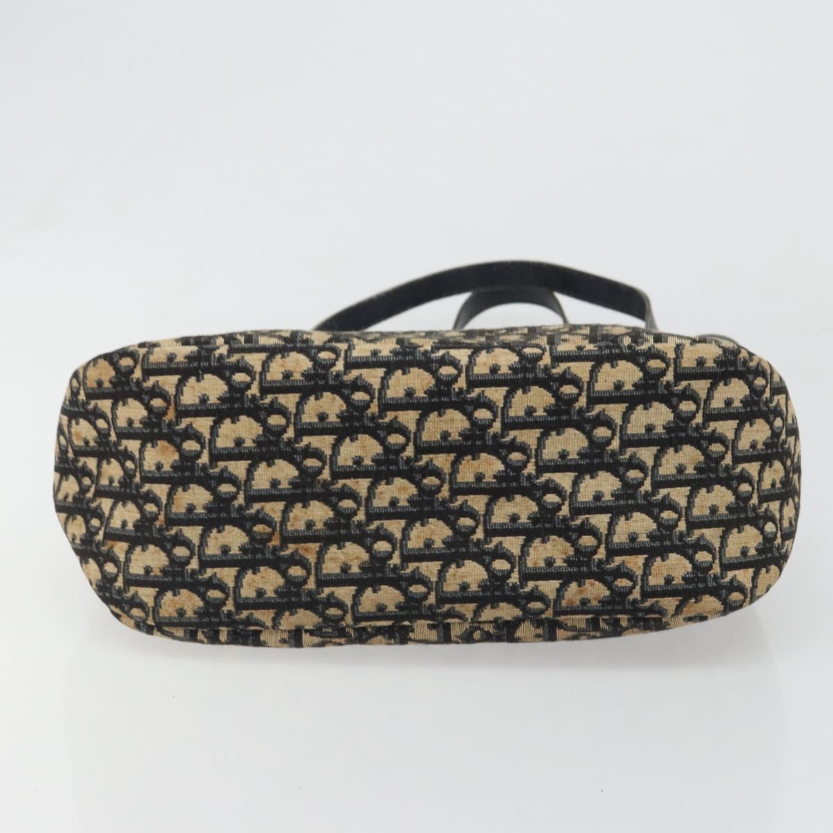 Christian Dior Trotter Canvas Shoulder Bag Navy Gold Auth 188833