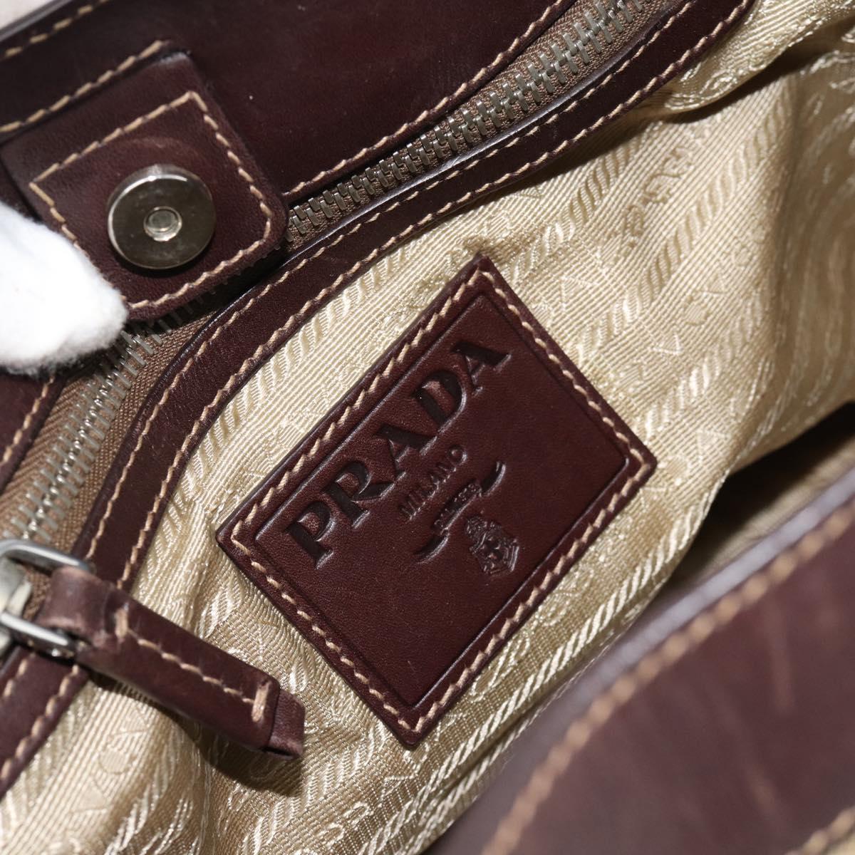 PRADA Jacquard Shoulder Bag Canvas Beige Gold Auth 188837SAM
