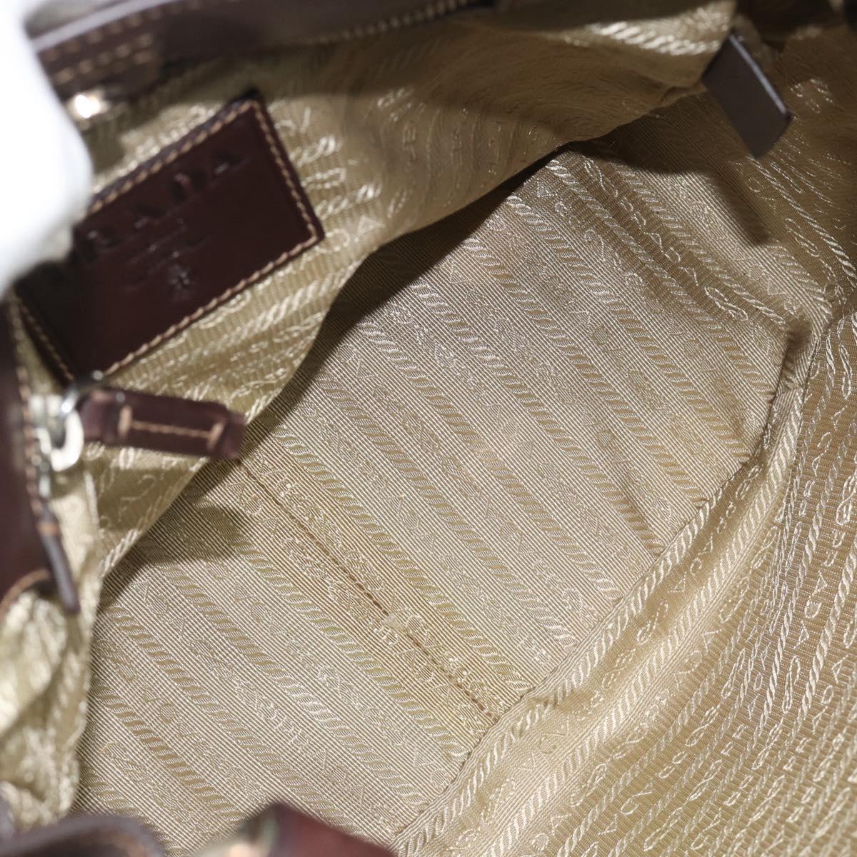 PRADA Jacquard Shoulder Bag Canvas Beige Gold Auth 188837SAM