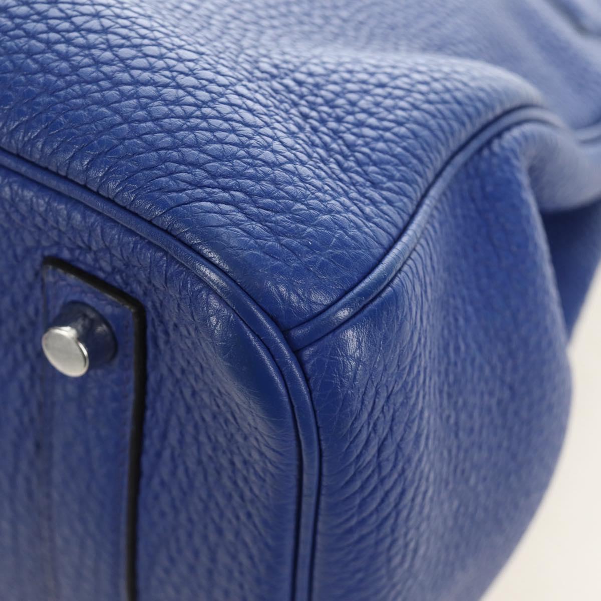 HERMES Birkin 35 Hand Bag Taurillon Leather Blue Silver Auth 188839SM