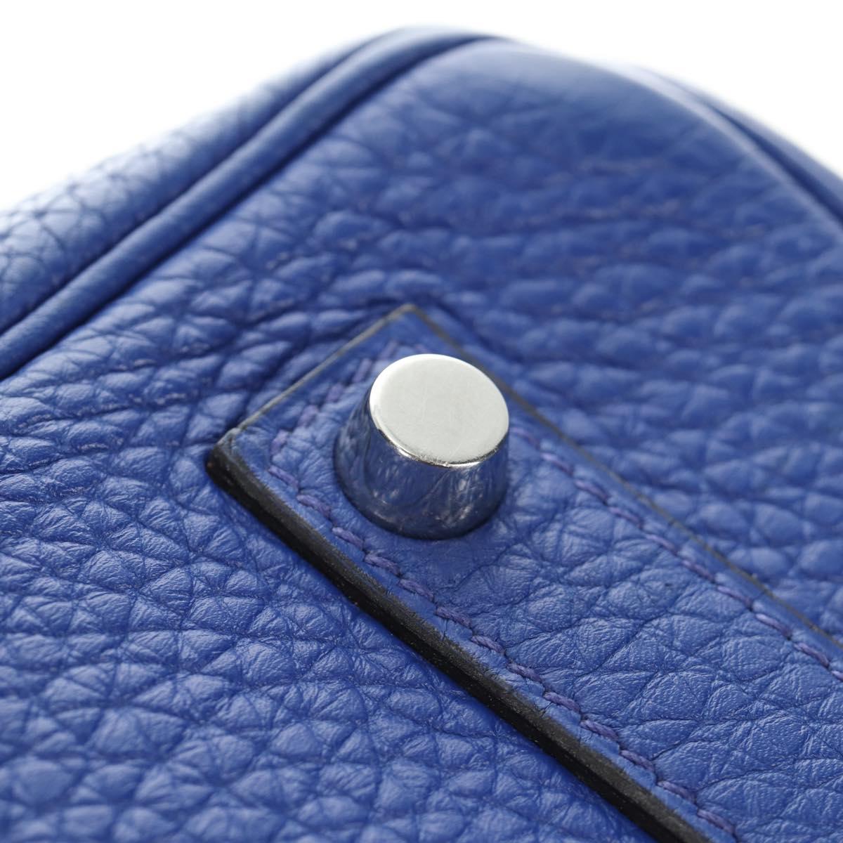 HERMES Birkin 35 Hand Bag Taurillon Leather Blue Silver Auth 188839SM
