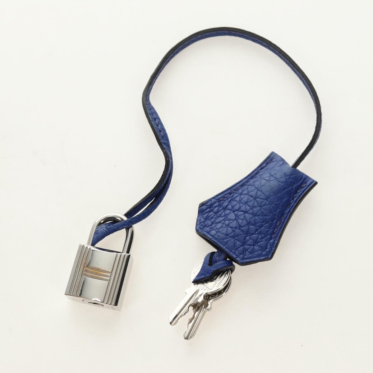 HERMES Birkin 35 Hand Bag Taurillon Leather Blue Silver Auth 188839SM