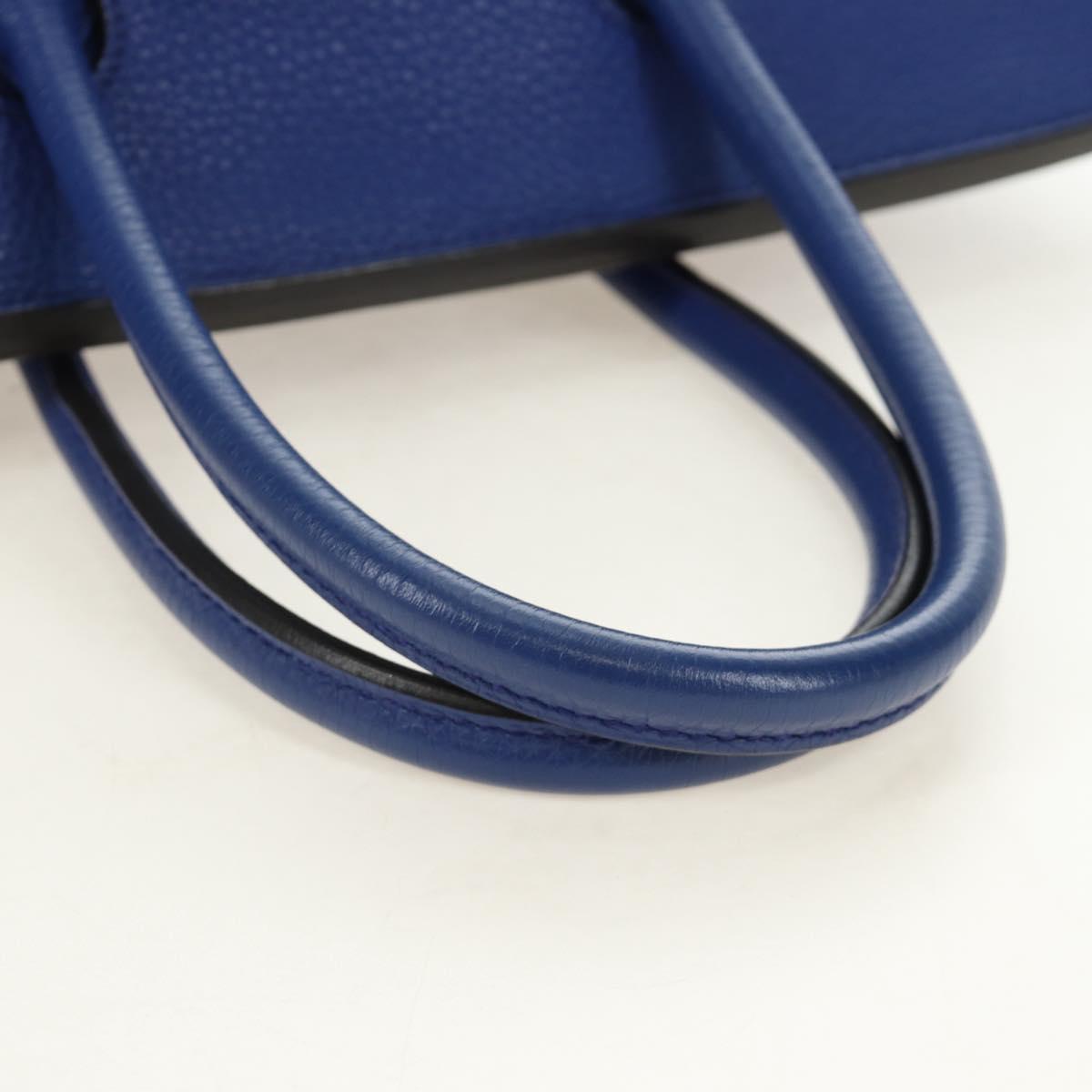HERMES Birkin 35 Hand Bag Taurillon Leather Blue Silver Auth 188839SM