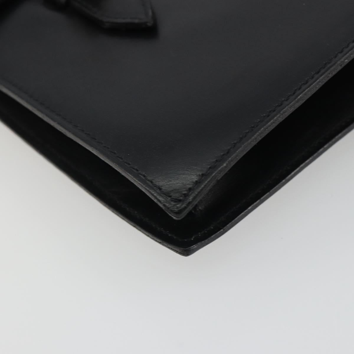 CELINE Hand Bag Leather Black Gold Auth 188840V