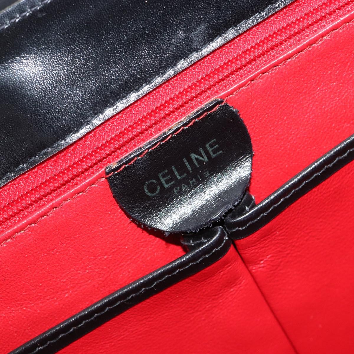 CELINE Hand Bag Leather Black Gold Auth 188840V