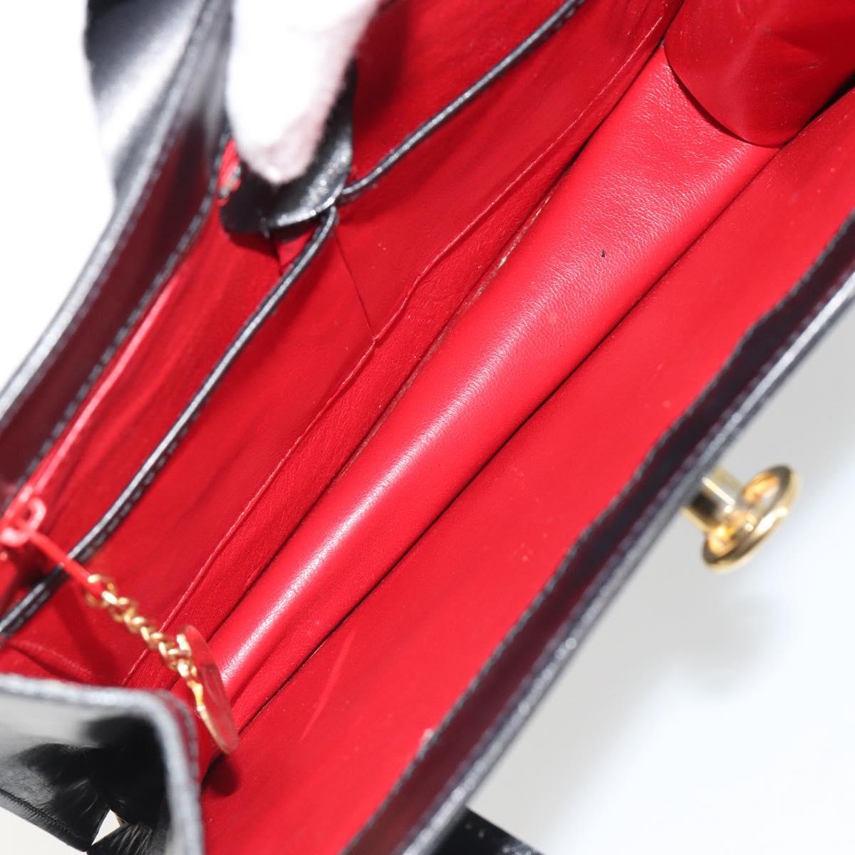 CELINE Hand Bag Leather Black Gold Auth 188840V