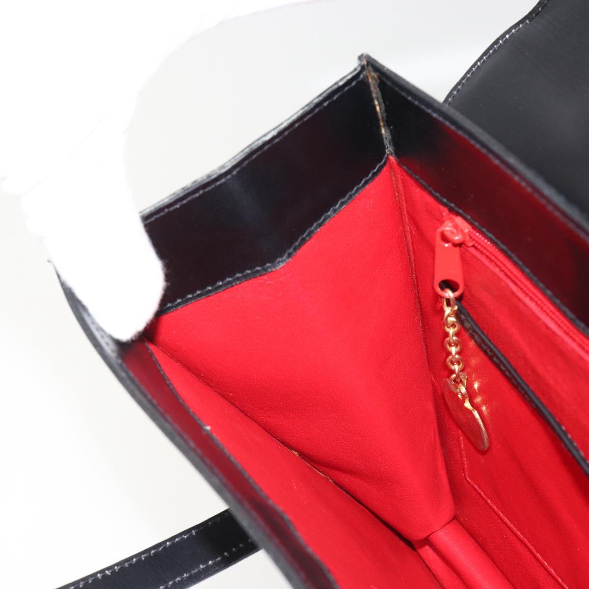 CELINE Hand Bag Leather Black Gold Auth 188840V