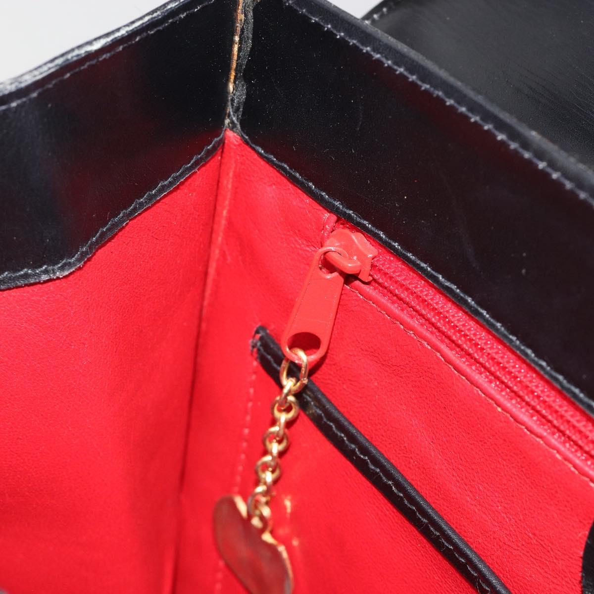 CELINE Hand Bag Leather Black Gold Auth 188840V