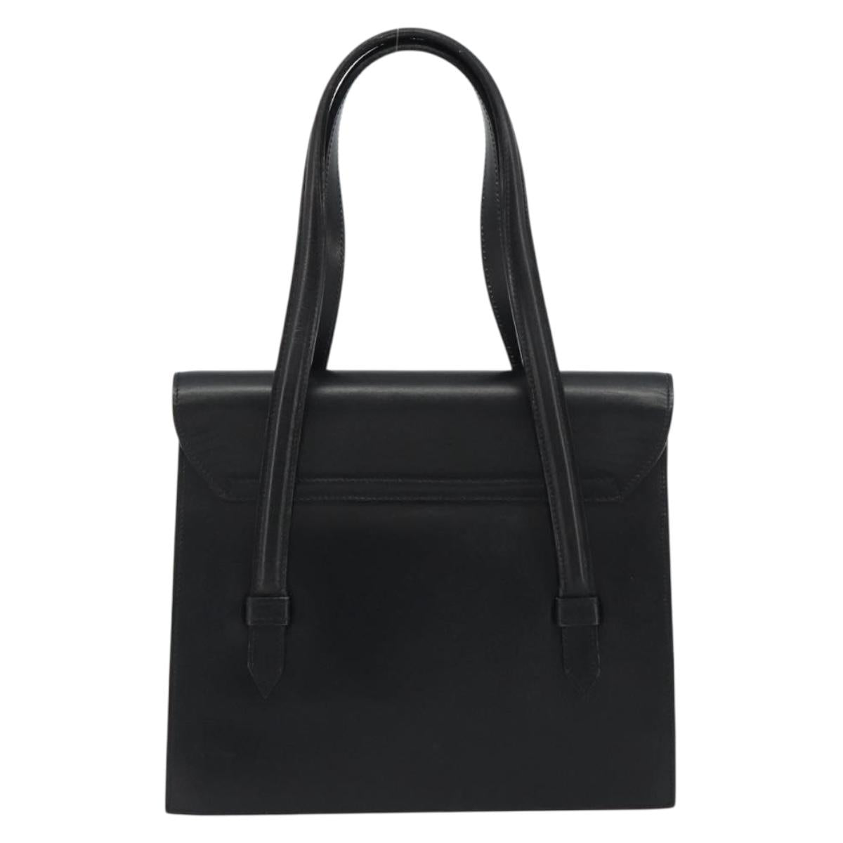 CELINE Hand Bag Leather Black Gold Auth 188840V