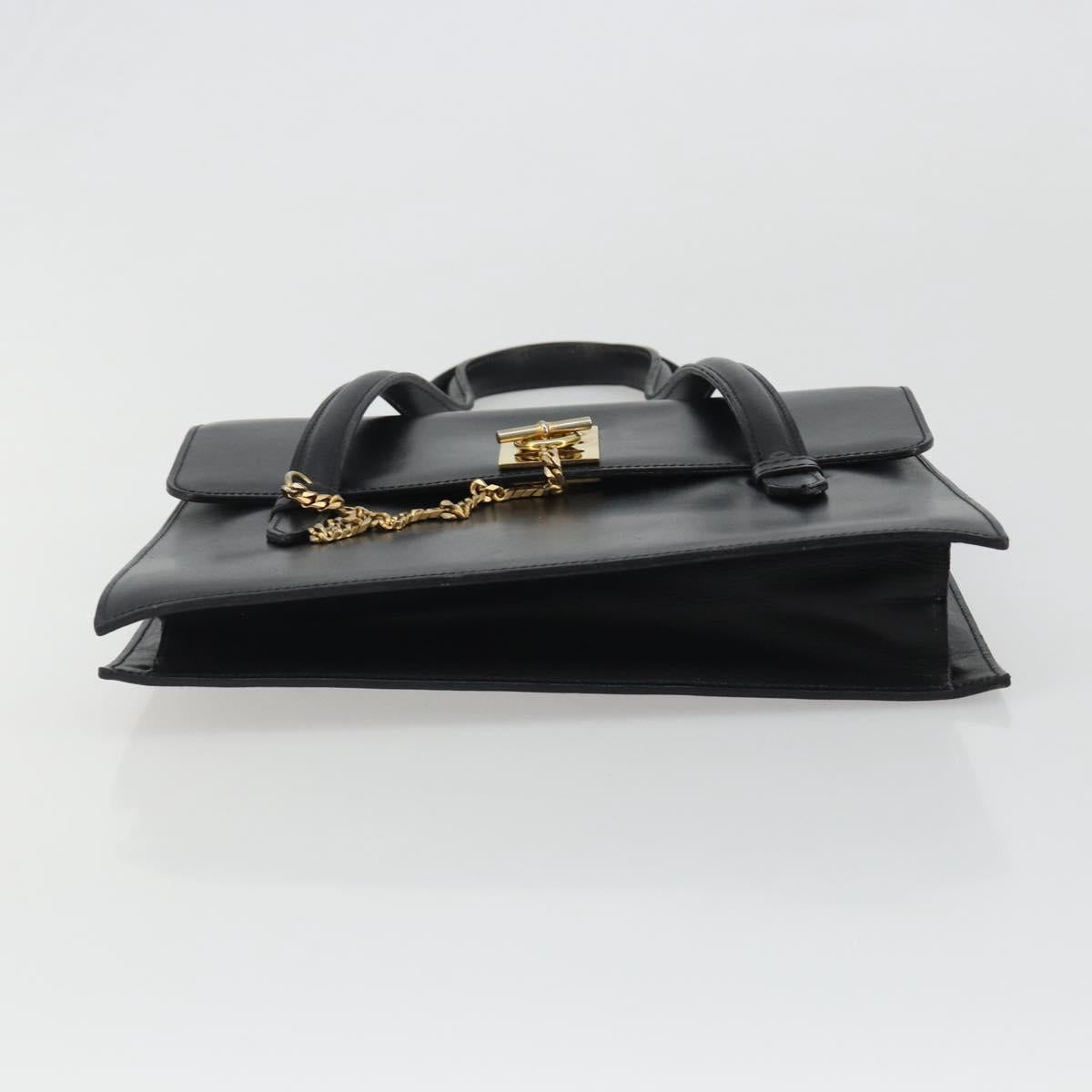 CELINE Hand Bag Leather Black Gold Auth 188840V