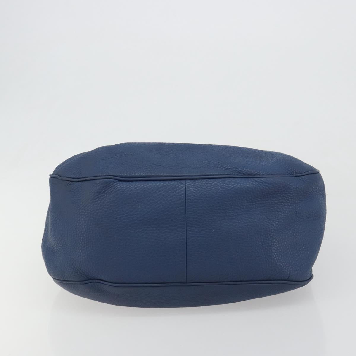 PRADA Shoulder Bag Vittero Dino Leather Blue Gold Auth 188844V