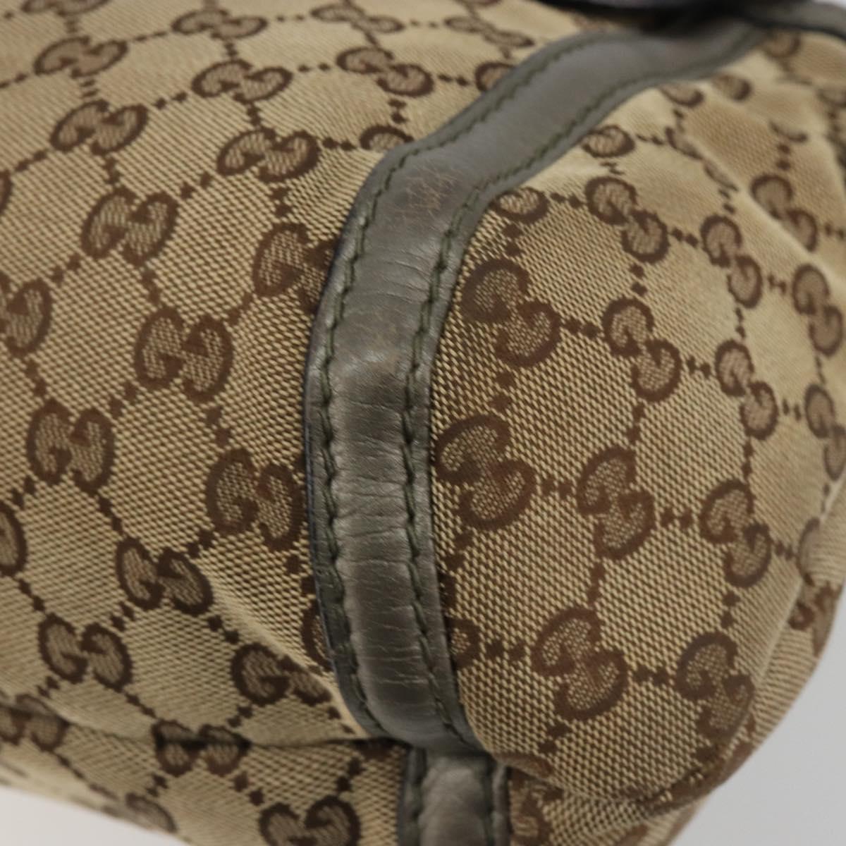 GUCCI Horsebit GG Canvas Shoulder Bag Beige Silver 240266 Auth 188846A