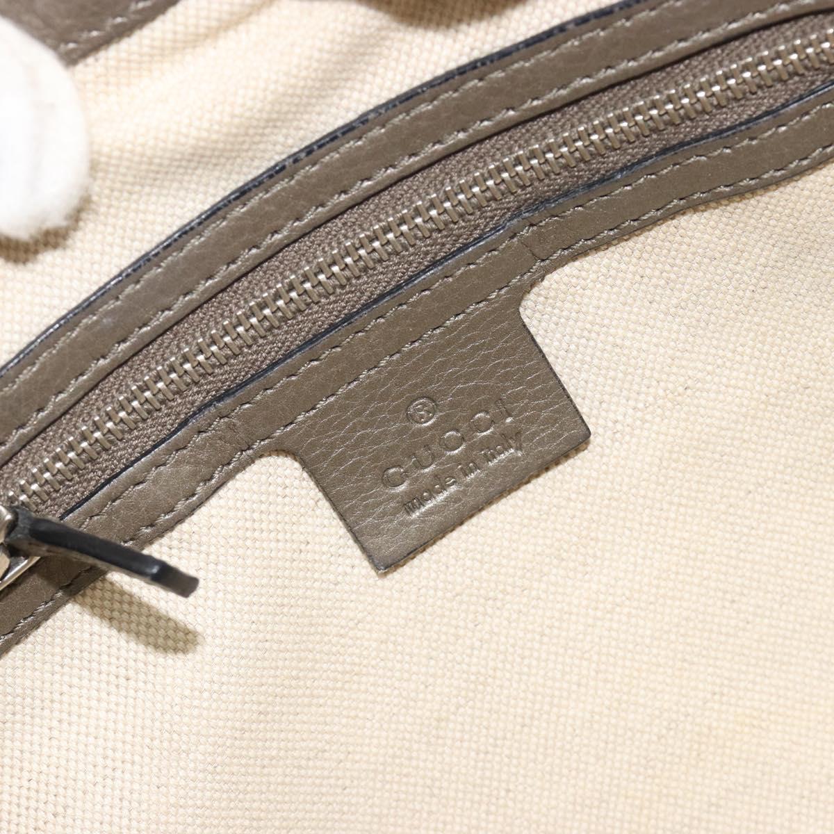 GUCCI Horsebit GG Canvas Shoulder Bag Beige Silver 240266 Auth 188846A