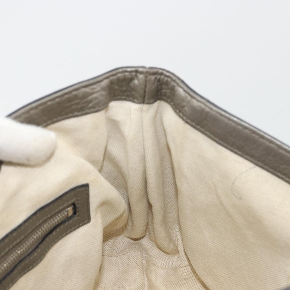 GUCCI Horsebit GG Canvas Shoulder Bag Beige Silver 240266 Auth 188846A