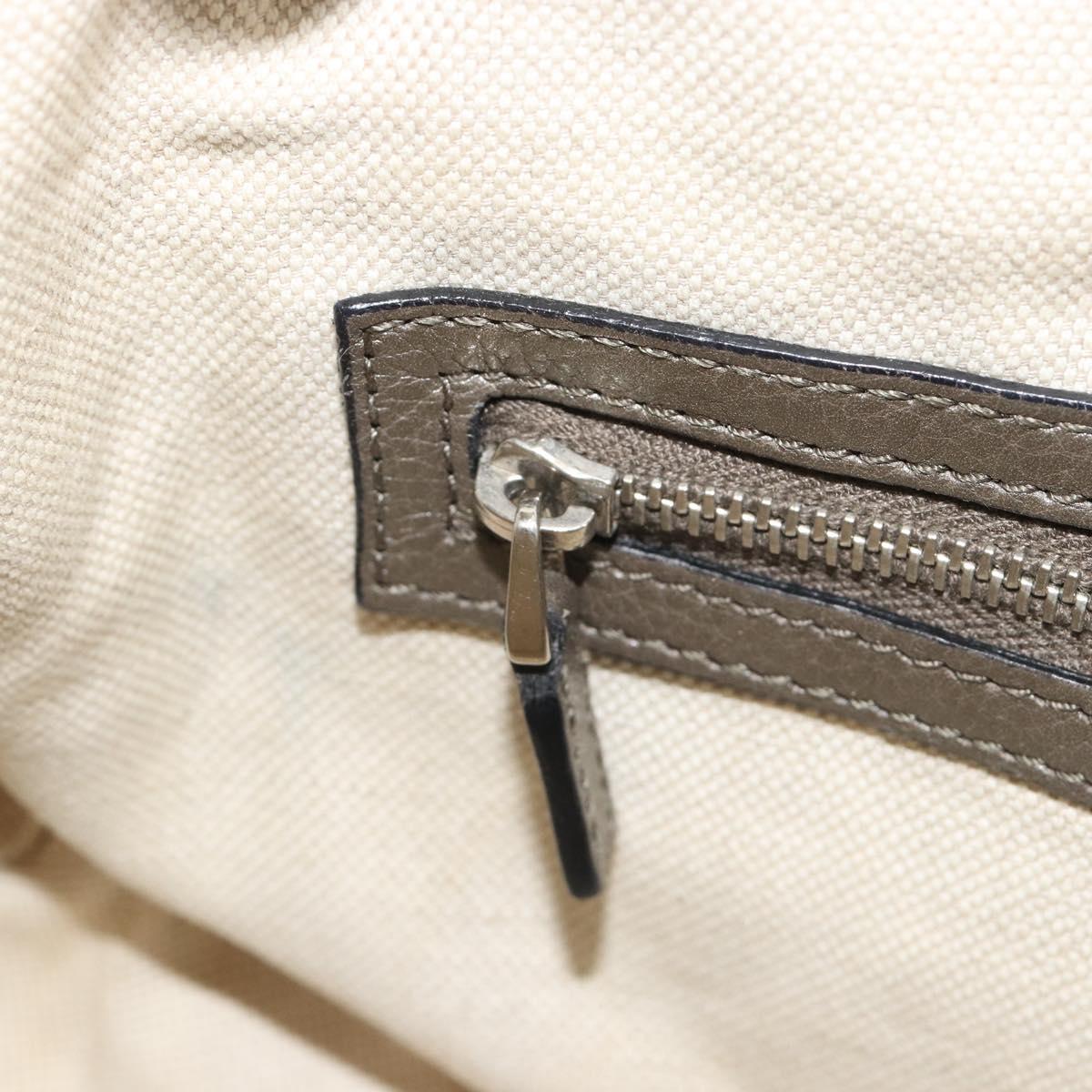 GUCCI Horsebit GG Canvas Shoulder Bag Beige Silver 240266 Auth 188846A