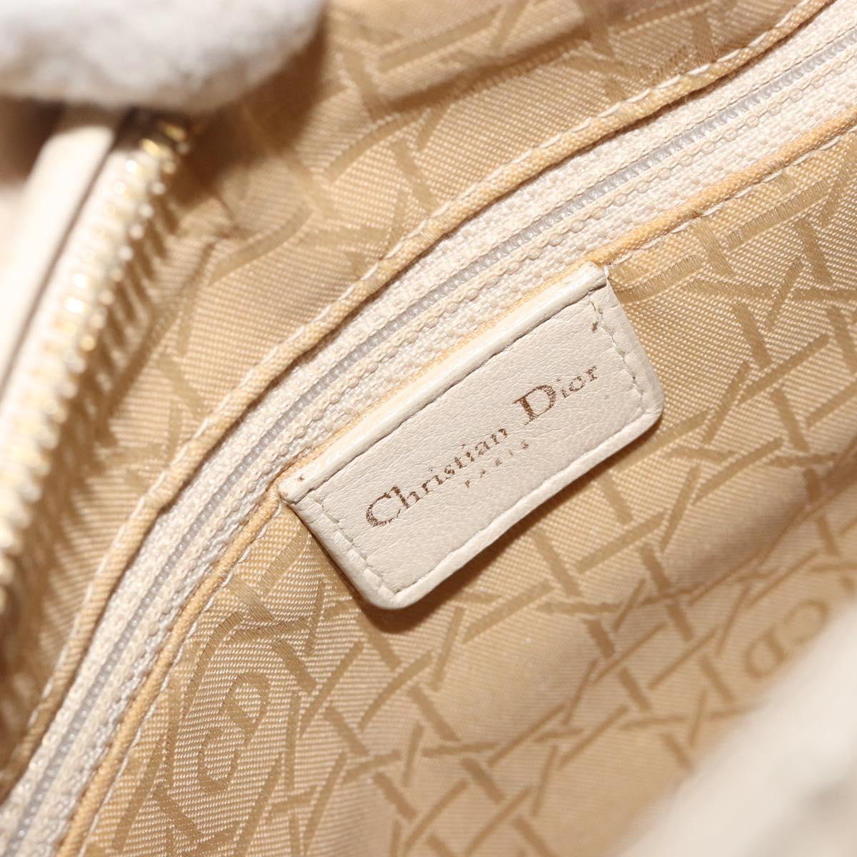 Christian Dior Lady Dior Canage Hand Bag Leather 2way Ivory Gold Auth 188848A