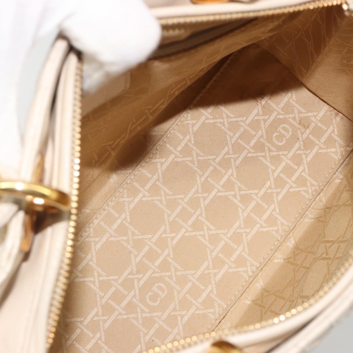 Christian Dior Lady Dior Canage Hand Bag Leather 2way Ivory Gold Auth 188848A