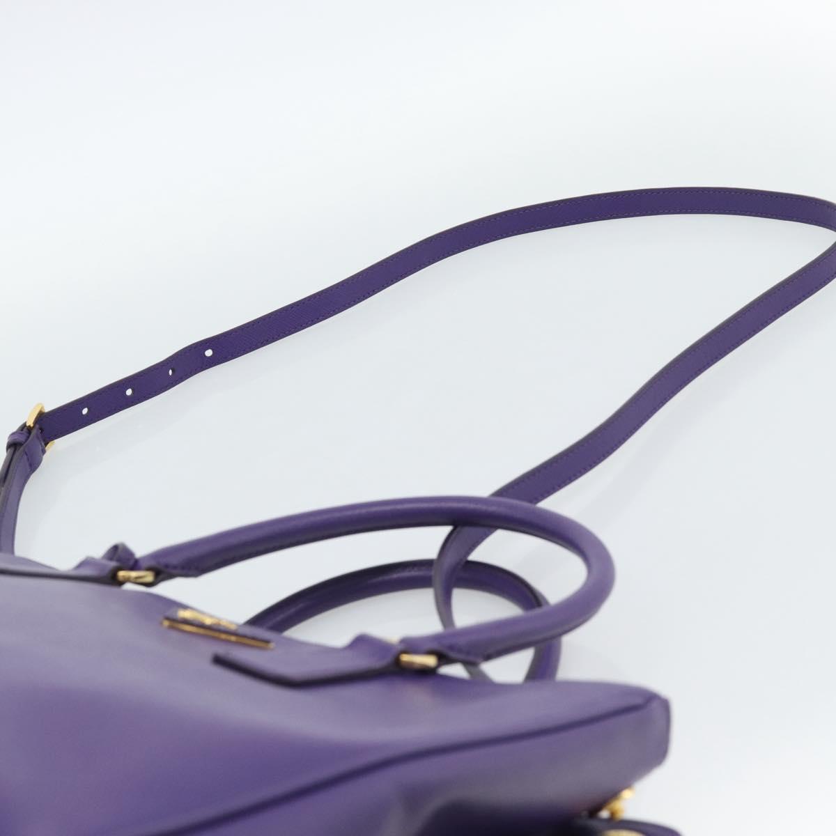 PRADA Galleria Hand Bag Saffiano leather 2way Purple Gold Auth 188851V