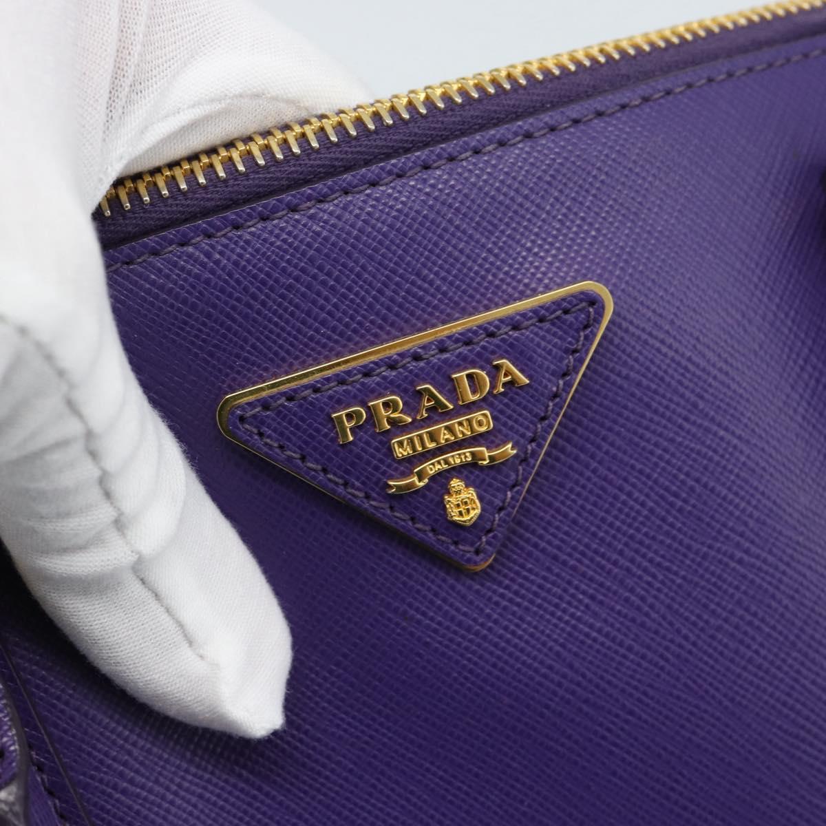 PRADA Galleria Hand Bag Saffiano leather 2way Purple Gold Auth 188851V