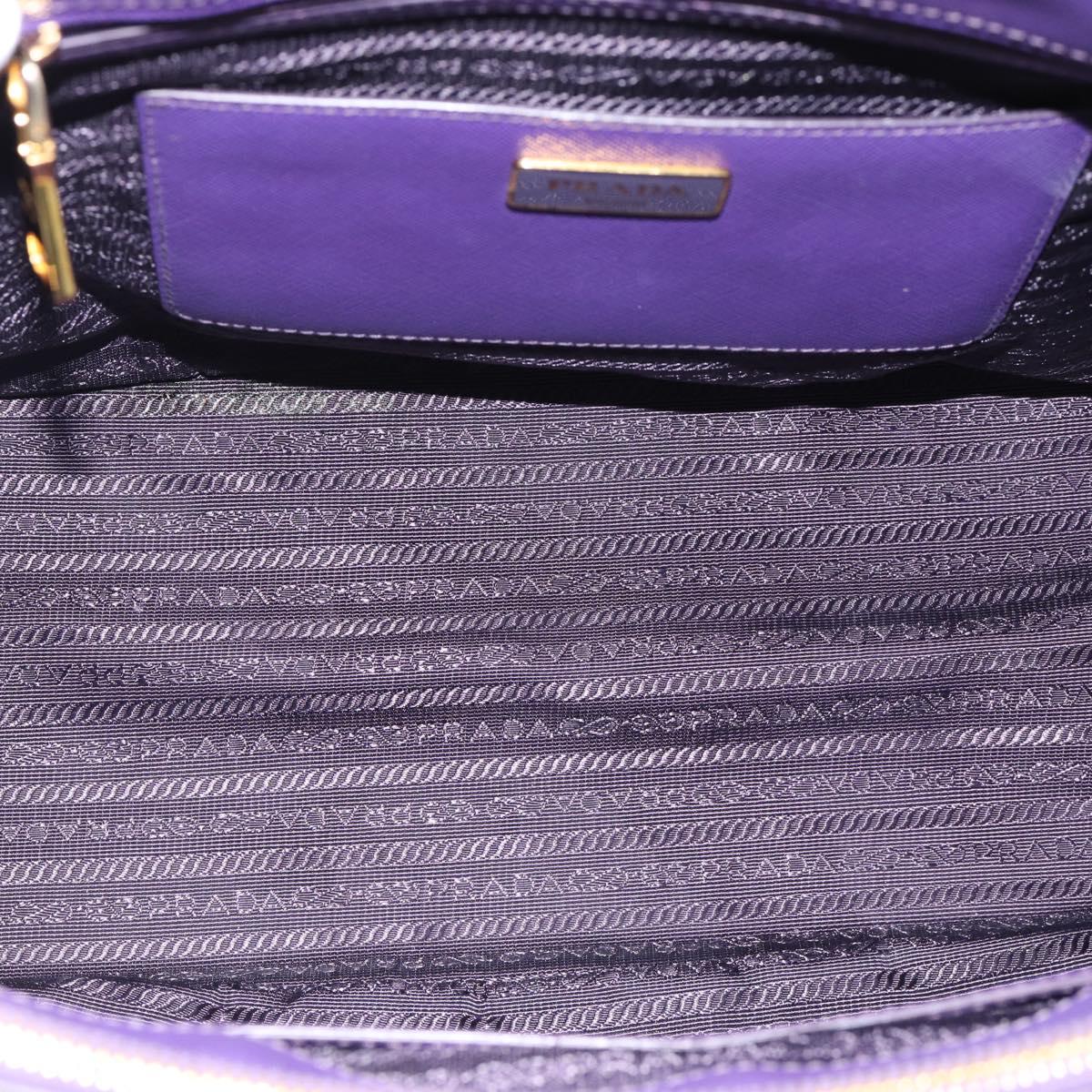 PRADA Galleria Hand Bag Saffiano leather 2way Purple Gold Auth 188851V